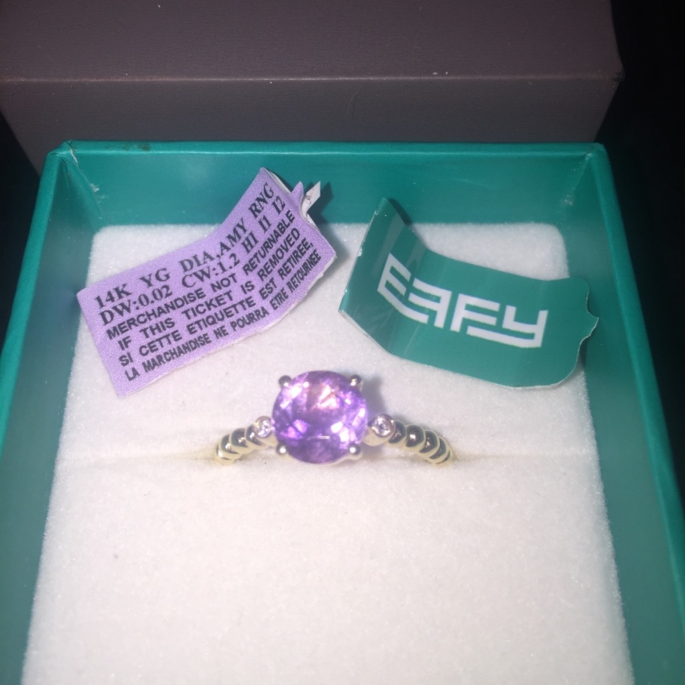 14K Effy Amethyst Ring with Diamond accents